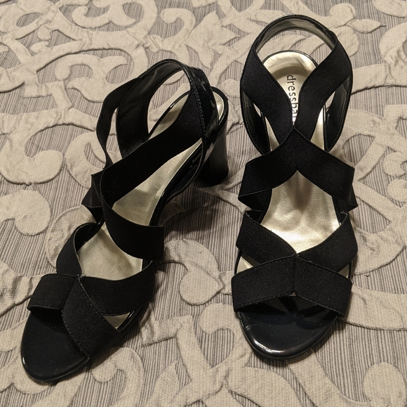 Dress Barn size 8.5 strappy navy block heels - Picture 3 of 8